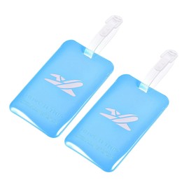 sourcing map Luggage Tag PVC Holders, Baggage Label Identifier with Straps for Backpack Travel Bag Suitcase Blue 2Pcs