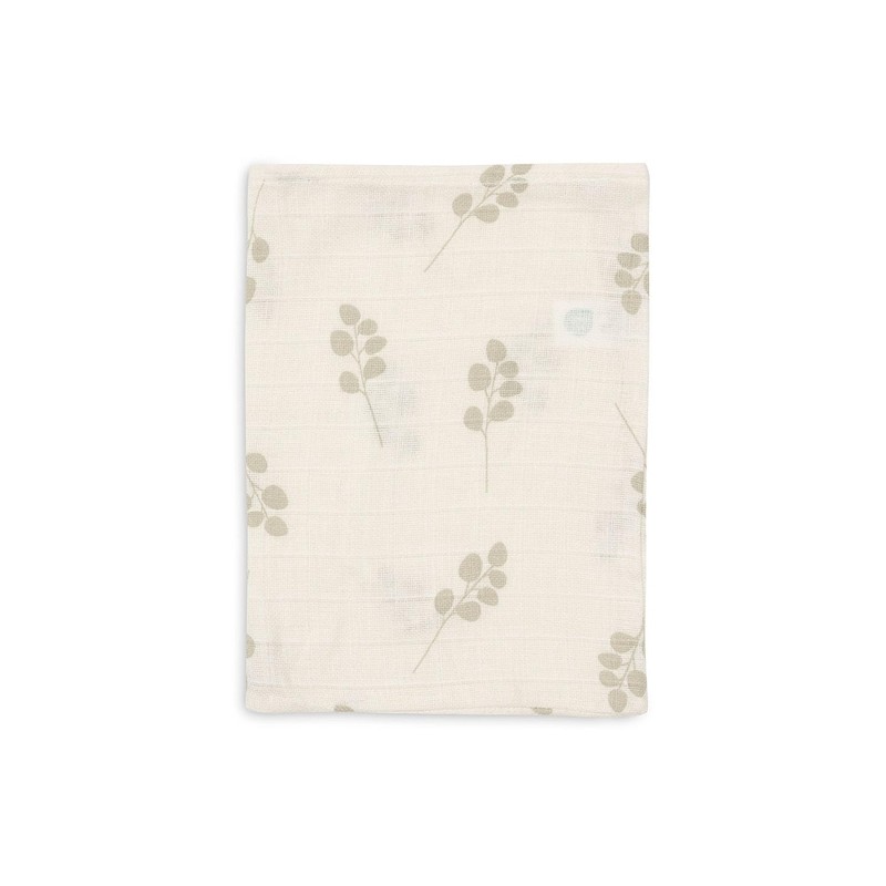 Jollein 536-848-67041 Waschlappen/Waschhandschuhe 3er Set Twig olive/weiß (15x20 cm)