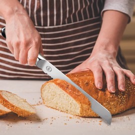 Kitory Metadrop Serrated Bread Knife 8 Inch- Extra-Long, Thick Handle for Effortless Precision, 2024 Gifts For Women and Men