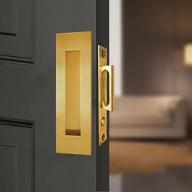 Recessed Finger Flush Pulls with Edge Pull - Suitable for Pocket Door,Closet Door,Sliding Doors, Barn Door Handle Hardware(Gold, 4.72Inch)