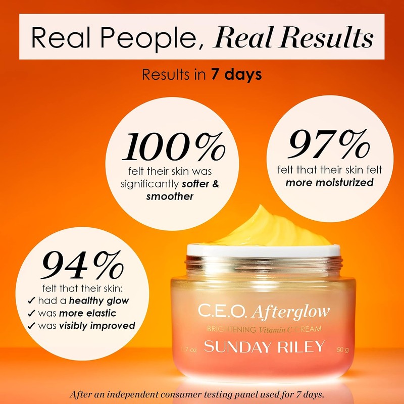 Sunday Riley C.E.O. Afterglow Brightening Vitamin C Cream Face Moisturizer,