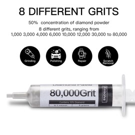 8 Pack Diamond Polishing Compound Genuine 50% Concentration Diamond Paste Kit 80,000 to 1,000 Grit Lapping Stropping Compound for Glass Watch Metal Knife Ring Jewelry Rock Resin Scratch Remover Repair