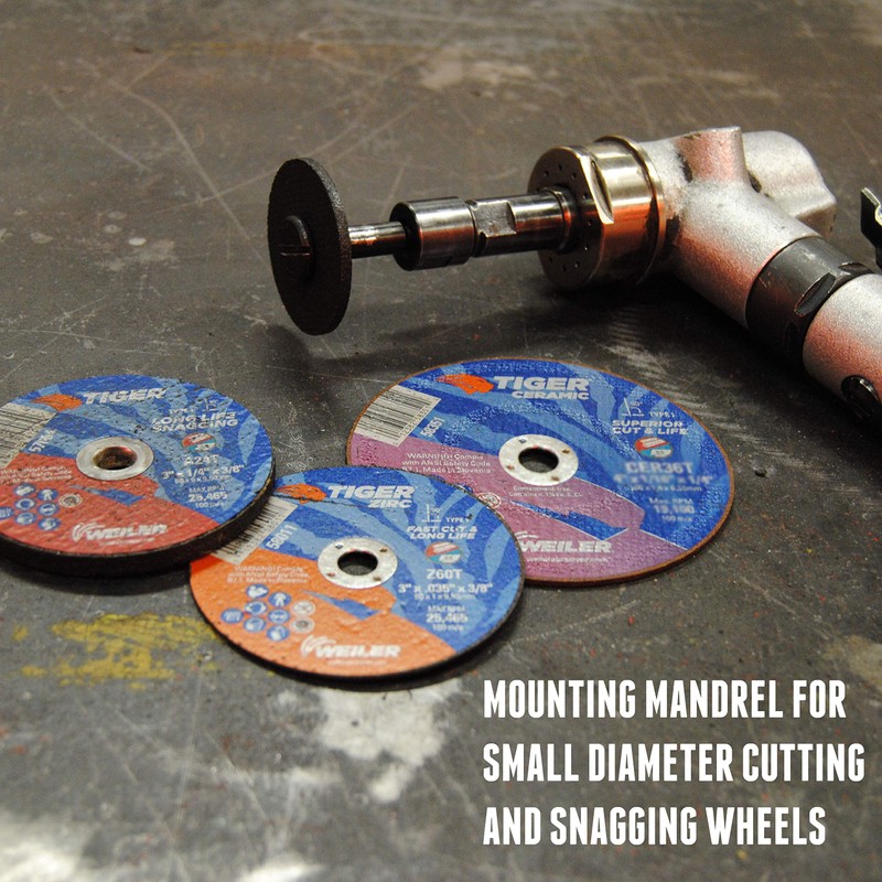 Weiler 56490 Mounting Mandrel For Cut-Off Wheels W/3/8" Arbor Hole,
