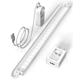 ASOKO Motion Sensor Dimmable Led Under Cabinet Lighting,12 inches Plug in Led Counter Light Bars, Cool White 6000K Light Bar for Kitchen/Closet/Wardrobe/Shelf/Desk/Display Case