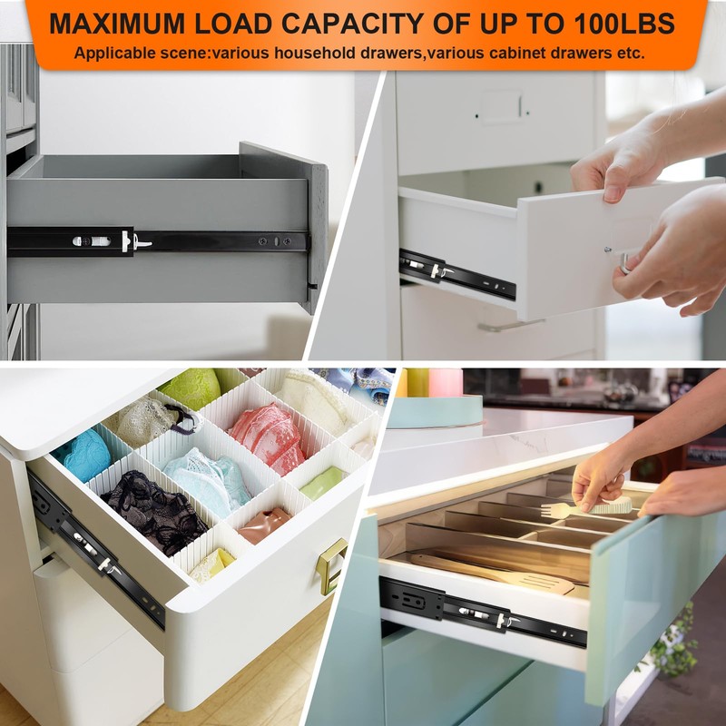 12 inch Drawer Slides 6 Pairs (12pcs) Soft Close 3