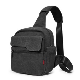 Cwatcun Small Camera Bag Shoulder Camera Bag for Photographer Canvas Water Resistant DSLR Sling Camera Bag Compatible with Nikon Sony Lightweigth(Small,Black)