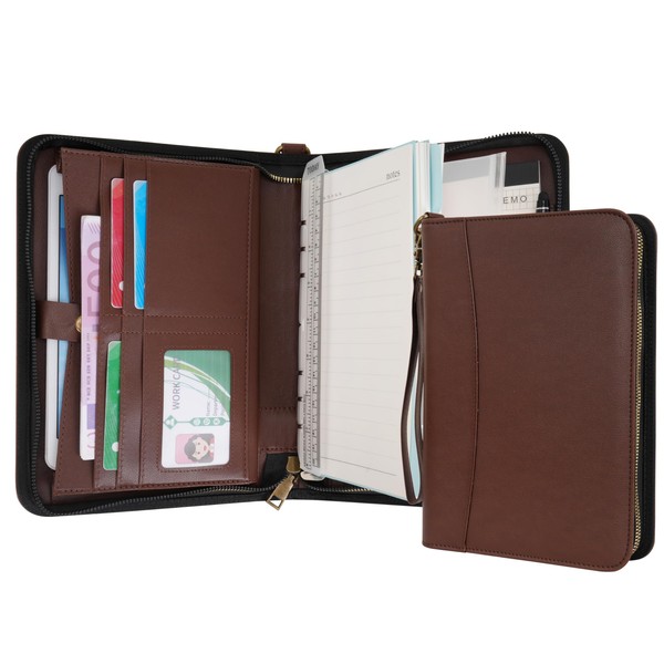Wason Portfolio A5 Binder Journal with Zipper - Leather pu