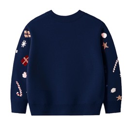 Suéter de Navidad para niños pequeños y niñas, suéter de punto feo de Navidad, suéter de algodón cálido para niños de 2 a 6 años, Azul Marino Santa, 3 Años