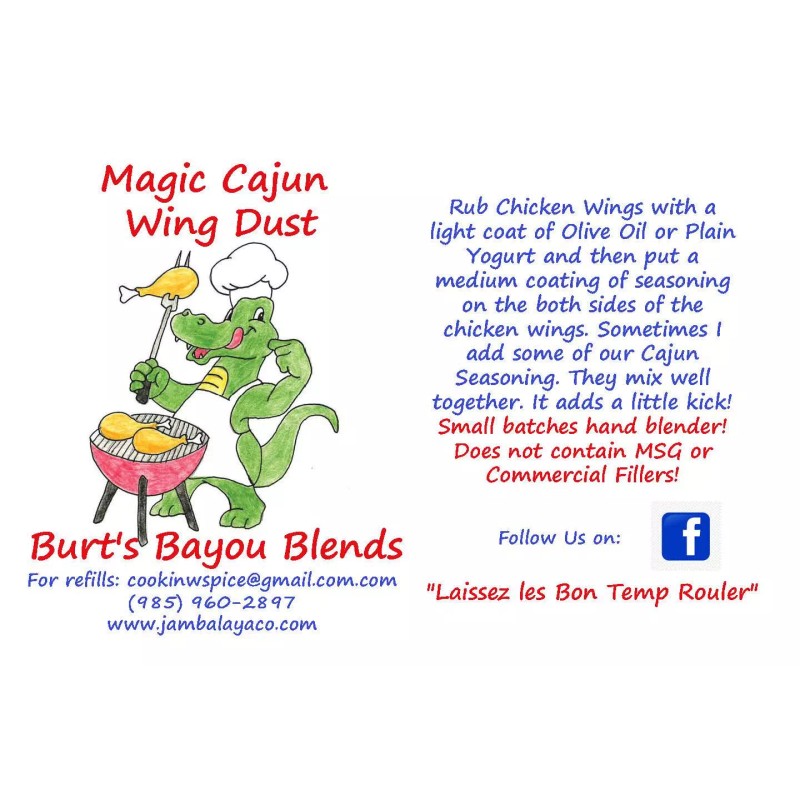 Burt's Bayou Blends Magic Cajun Wing Dust, Burt's Bayou Blends