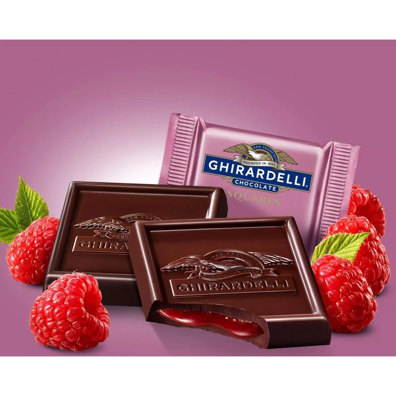 GHIRARDELLI Dark Chocolate Raspberry Squares, 5.32 Oz Bag