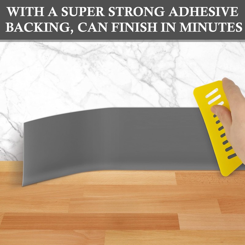POPAKAN Flexible Baseboard Molding Trim 4" x 20 ft, Self-Adhesive