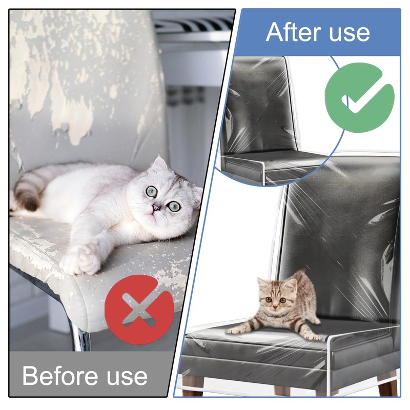 4 Pack Plastic Chair Covers, Clear Dining Room Chairs Cover