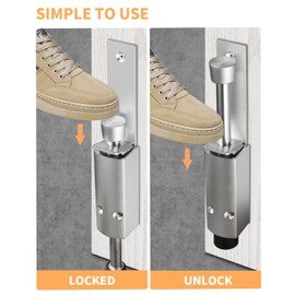 Door Stop - Heavy Duty Spring Loaded Step Down Push On Door Holder/Stopper - Foot Operated Door Holder for Outdoor and Commercial Use (1, Silver)