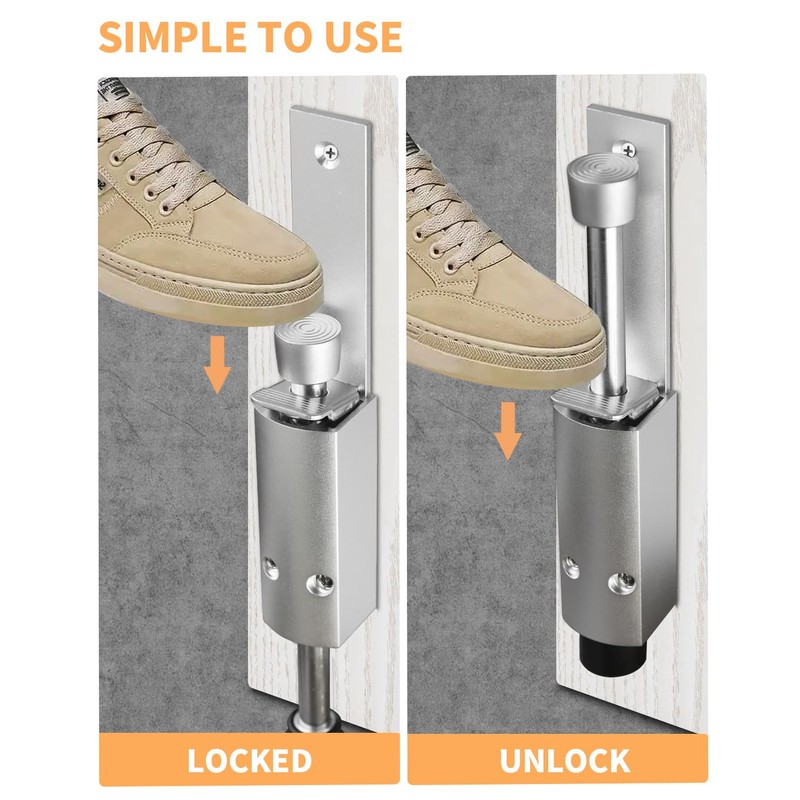 Door Stop - Heavy Duty Spring Loaded Step Down Push