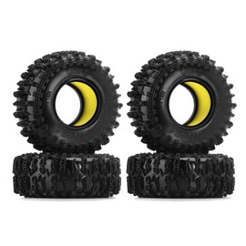 INJORA 1.3 Silicone Rubber Inserts and Cling On Tires for SCX24 TRX4M AX24 1/18 1/24 Micro Crawler Upgrade(Yellow)