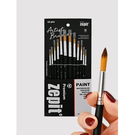 Popo Fancy Zefit Watercolor Round Brush Set of 12 Art Supplies Brush Artist Brushes / 포포팬시 제피트 수채화 둥근 붓 12종 세트 미술용품 붓 아티스트 브러쉬