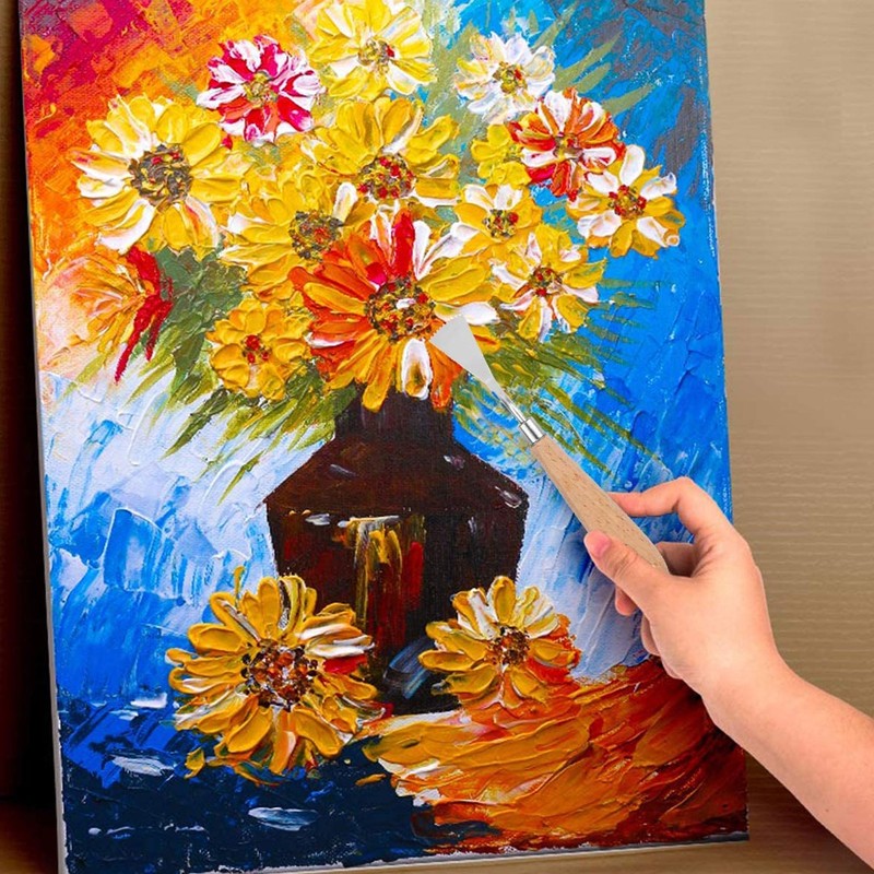 18Pcs Artist Palette Knife Oil Painting Gouache Scraper Wooden Handle