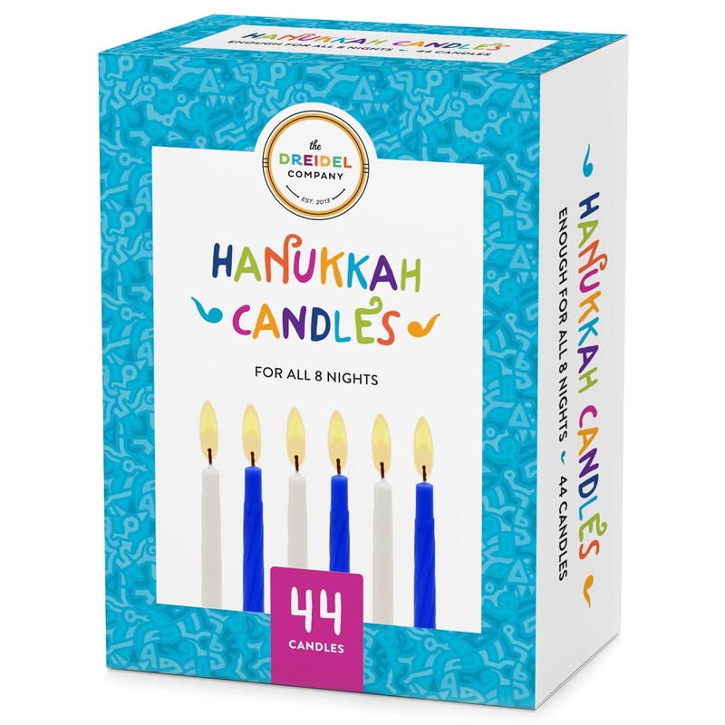 The Dreidel Company Menorah 44 White and Blue Hanukkah Candles