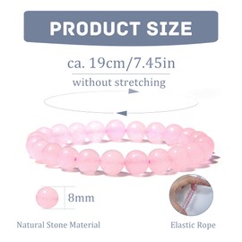 LOCCY Genuine Natural Stone Bracelet, 8 mm Pearl Bracelet, Natural Stone Bracelet, Yoga Bracelet for Men, Women, for Birthday, Valentine's Day, Christmas Gifts, Stone