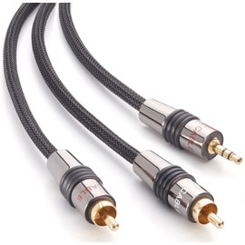 Eagle Cable by Inakustik – 10071132 – Deluxe Jack Adapter – 3.5 mm Jack -> 2 x RCA | Connection of Smartphones Tablets PC HiFi Amplifier | 3.2 m in Black | Double Shielding | Braided Shield