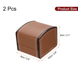 sourcing map 2pcs Single Watch Case, PU Leather Watch Travel Storage Display Box for Men Women with Removable Cushion, Portable Watch Holder Organizer for Most Watches, Brown, Arc-Shaped