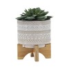 Sagebook Home 5" Ceramic Planter on Bamboo Wood Stand -