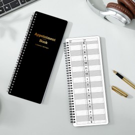 Appointment Book - Salon Appointment Book, 4.5’’ x 11.5’’, Undated Appointment Book, Daily ＆ Hourly Schedule Book with 2 Column ＆ 200 Pages - Black