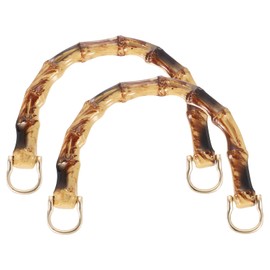 PATIKIL Bamboo Purse Handles, 2 Pcs U-Shaped Replacement Handmade Handbag Handles with Metal Buckle for Tote Bag Purse Making Decorations, Brown