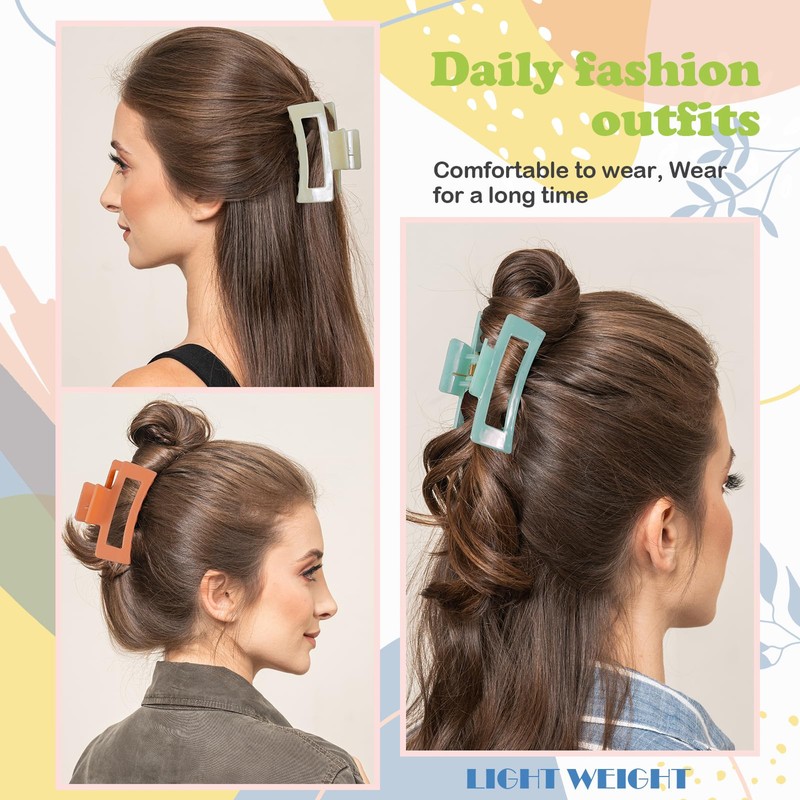 CHAOBANG Hair Clip Claw,Candy Color,6pcs Rectangular Colorful Hair Clips for