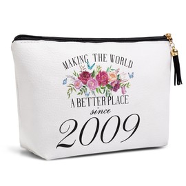 16th Birthday Gifts for Women Sweet 16th Gifts Friendship Gift Ideas for Her Women Teens Sister Funny Makeup Bag Travel Toiletries Bags Making the World A Better Place Since 2009 Bday Gift from Mom