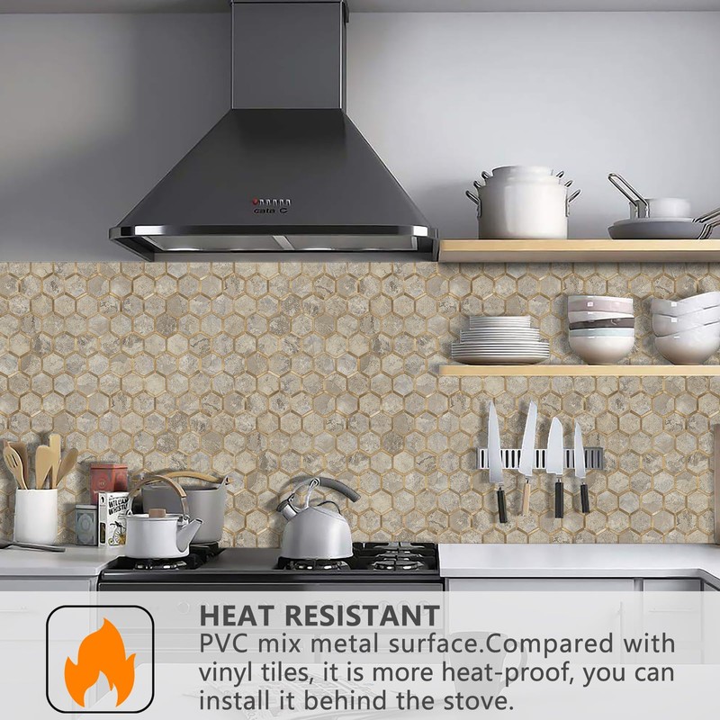 STICKGOO Hexagon Peel and Stick Backsplash Tile, Stick on Backsplash