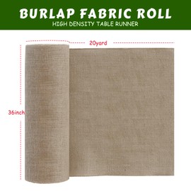 Shatex Burlap Table Runner,36" x20yard High Density Burlap Roll for Rustic Wedding ,Outdoor Tables,Farmhouse Style Party,Home Decor