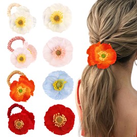 8PCS Flower hair clips and scrunchies