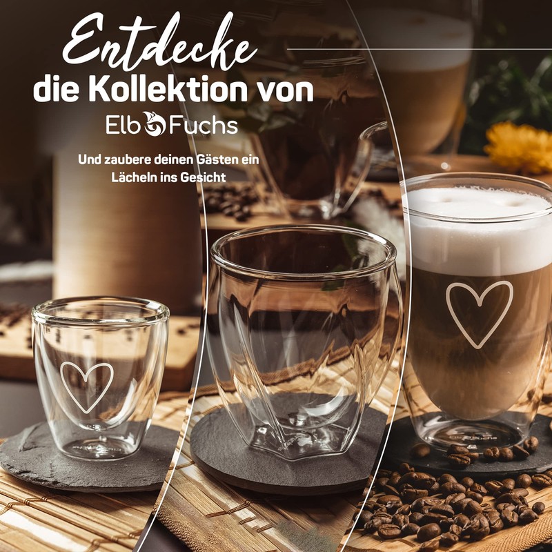 ElbFuchs® Latte Macchiato Glasses Double-Walled [2 x 350 ml] Gift