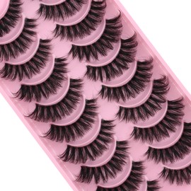 Clear Band Eyelashes Russian Volume Fluffy Strip Lashes 10 Pairs Natural Wispy D Curly False Eyelashes Look Like Extensions (HTZ1)