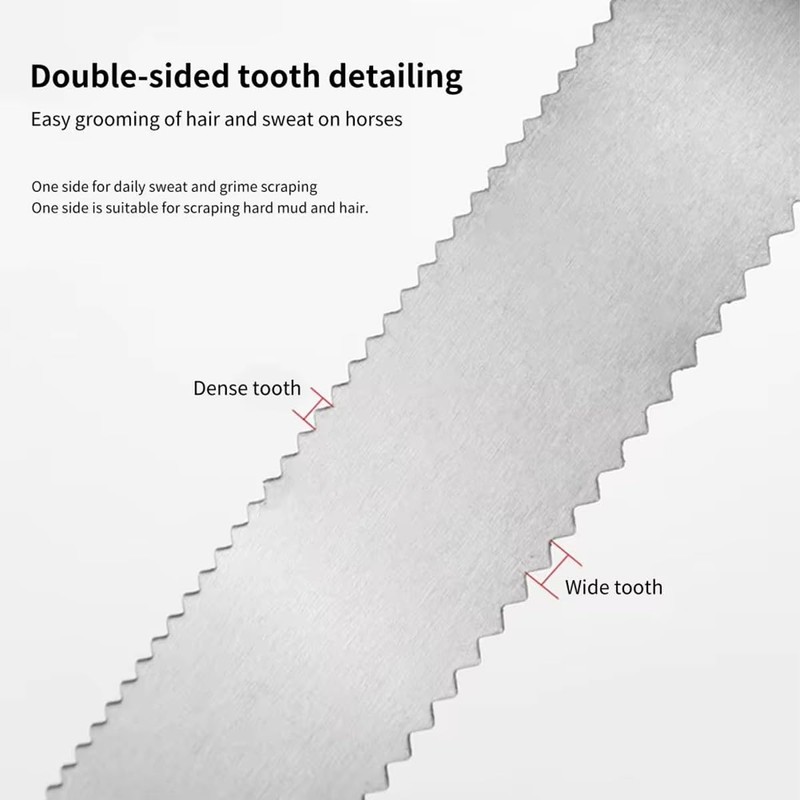 Heavy-Duty Serrated Horse Sweat Scraper | Double-Sided Grooming Tool for