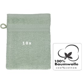 Betz PREMIUM Wash Gloves 10-piece set - terry flannels for face cleaning - made of 100% cotton - baby wash mitt colour hay-green