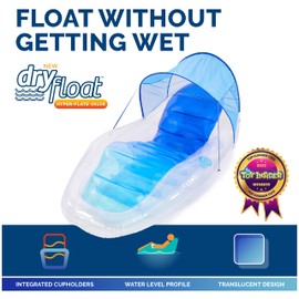 Swimways Dry Float Shadester Pool Float, Translucent Inflatable Recliner Chair for Adults with Fast Inflation, Canopy, Foot Rest & Cup Holder