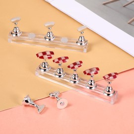 JIYIN Acrylic Nail Display Stand, Nail Crystal Holder Magnetic Nail Tips Practice Holder for Nail Art with Reusable Adhesive Putty, Nail Stand Kit for Press Ons and DIY Painting Nails(Silver)