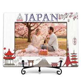 TIRYWT Japan Theme Picture frame-Wedding, Engaged, Honeymoon, Vacation in Japan, 4x6 Photo Frame for Desk Display, Wooden Photo Frame -J08