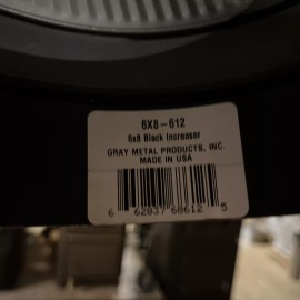8x6-612 8”x6” black stove pipe increaser reducer 8” end crimped