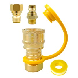 HUQUZN 3/4 Inch Solid Brass Fitting Quick Connector, Female and Male Dual Fuel Generator Natural Propane Hose Quick Connect Disconnect Fittings for Pipe Natural Gas Supply