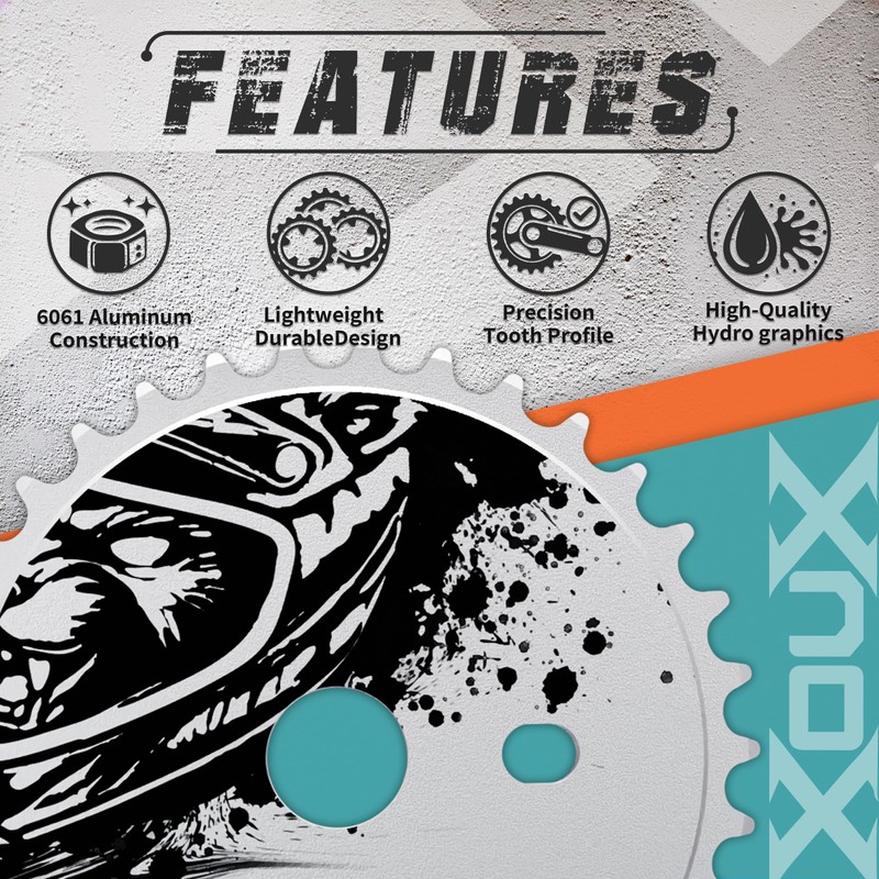 XOUX GRIZZLY 3/32" Alloy Chainring for One-Piece Crank – 44T