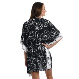 La Blanca Kimono Cover-up, Black//Moonlit Silhouette, X-Large