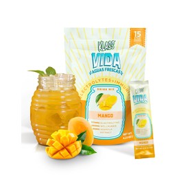 KLASS VIDA Hydration + Immunity Sugar-Free Powder Packets |Mango |Electrolyte Agua Fresca Drink Mix | WellmuneⓇ & Acerola Extract |15 Single Serve Sticks |Low Calorie, Natural Colors & Flavors