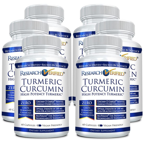 Research Verified Turmeric Curcumin - Lift Mood, Boost Antioxidant Levels, Protect Immune System - BioPerine - 360 Capsules - Made in The USA