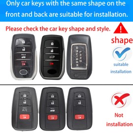 Kirsnda Key fob Cover with Metal Buckle Compatible with Toyota Venza Camry Highlander Prius Corolla Tundra Hilux Fortunerect Smart Remote Key,TPU Protection Key Case 4 Buttons,White