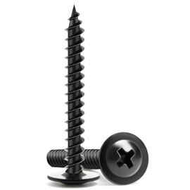 Wood Screws 1-1/4 Inch, 80 PCS FIXLINK Premium Phillips Truss Head Black Wood Screws, Self Tapping Electrophoresis Modified Fast Truss Head Screws Used in Indoor Furniture, Woodworking (#8 x 1-1/4")