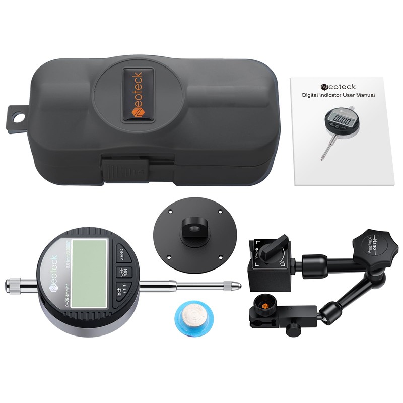 Neoteck 1"/25.4mm (0.0005"/0.01mm) Digital Indicator Set Dial Indicator and Magnetic