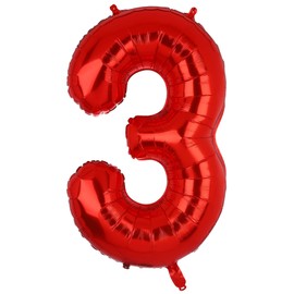 40 Inch 3 Red Number Balloons Mylar Foil Helium Digital Balloons Baby Shower 3st Birthday Party Decor Supplies…